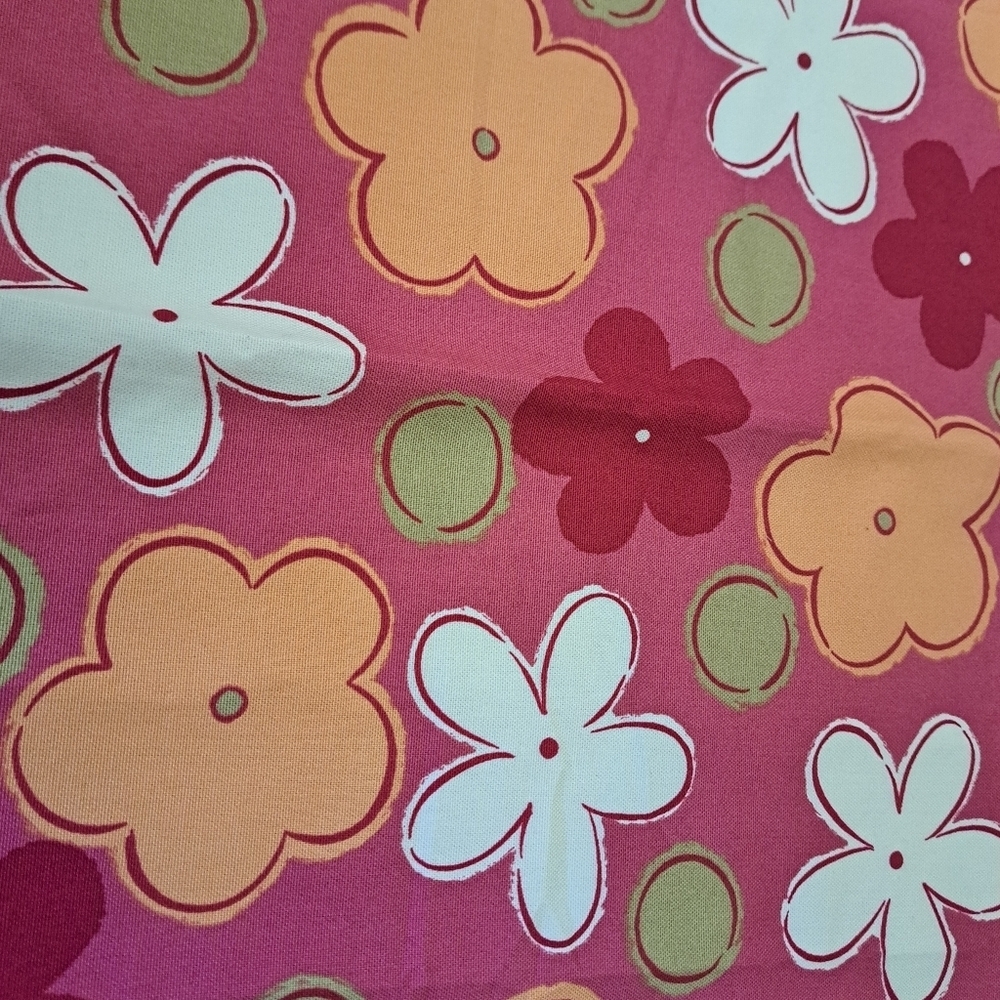 VIBRANT BOLD flower power curtain valance lined pink MOD rod pocket coastal - Picture 4 of 8